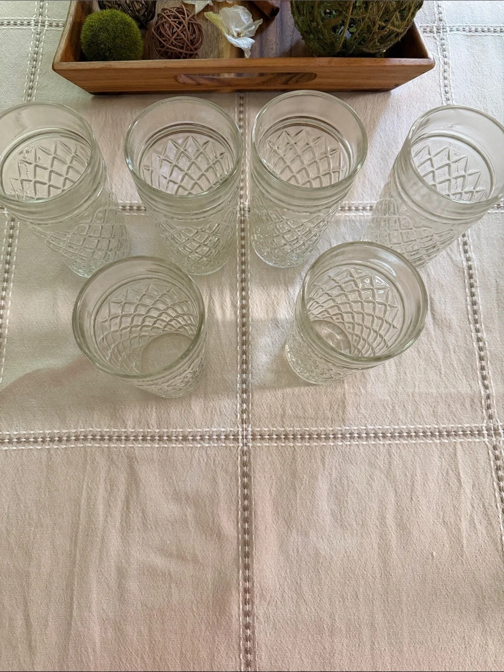 Anchor Hocking Clear Diamond-Pattern Glass Tumbler Set